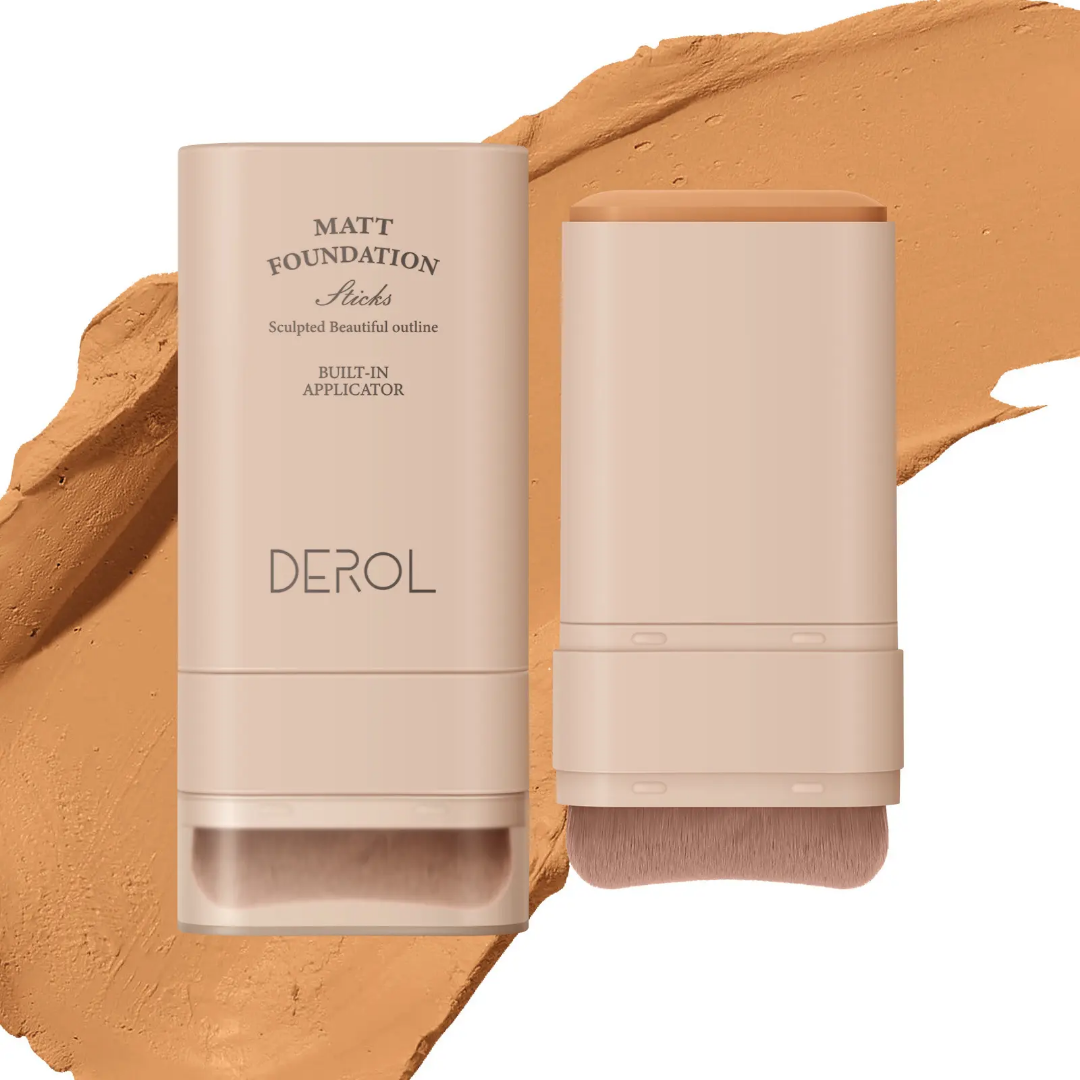 Bâton de fond de teint DEROL — Teint parfait en 1 geste, hydratant & léger, pinceau intégré